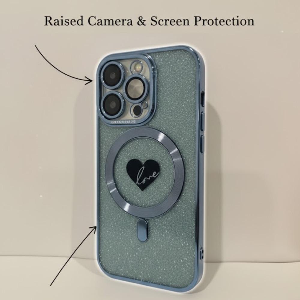 iPhone 15 Case with MagSafe, Glitter Shockproof Slim Protective Phone Case for iPhone 15, Clear Dark Blue Sparkle Cover with Camera Protection