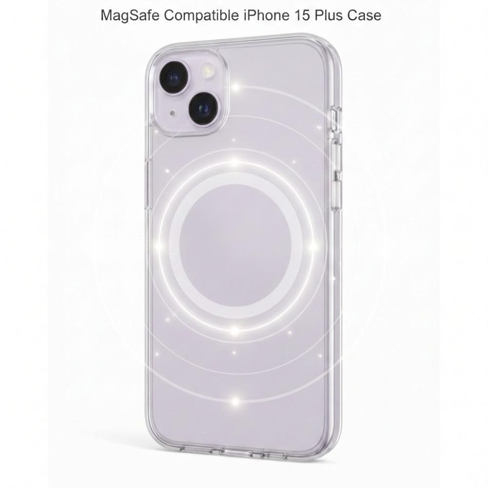 iPhone 15 Plus Clear Purple Case with MagSafe, Shockproof Slim Phone Case for iPhone 15 Plus 6.7 Inch with Camera Protection