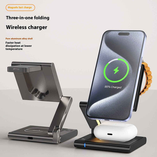 3-in-1 Foldable Wireless Charging Station for Phone, Earbuds & Apple Watch