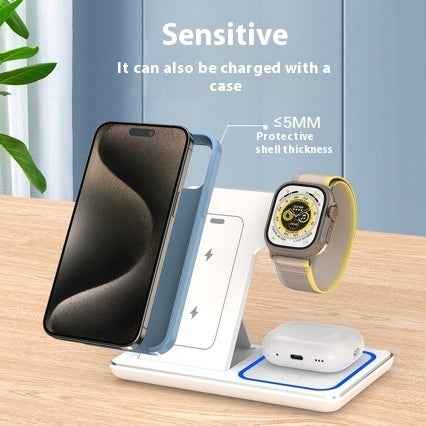 15W 3-in-1 Foldable Wireless Charging Station with LED Stand for Phone, AirPods & Apple Watch