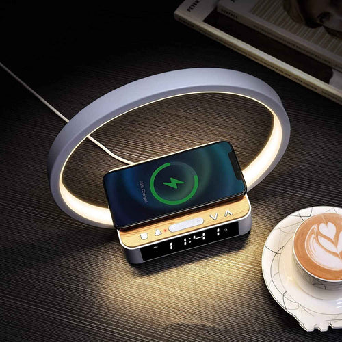 3-in-1 Wireless Charging Night Lamp with Phone Stand – 10W Bedside Charger