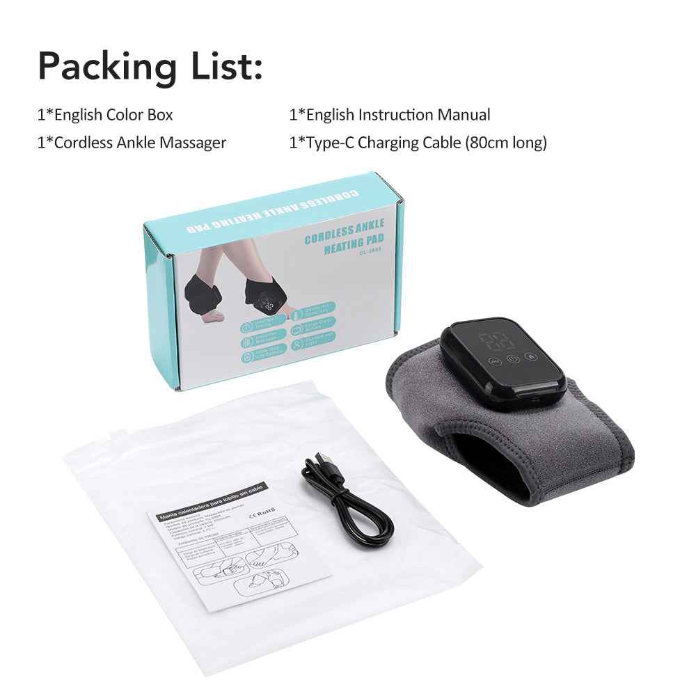 Rechargeable Heated Ankle Support with Vibration Massage – 5 Heat Levels