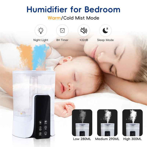 6L Smart Humidifier with Warm Mist, UV Sterilization & Remote Control – Large Capacity Air Humidifier for Home & Office