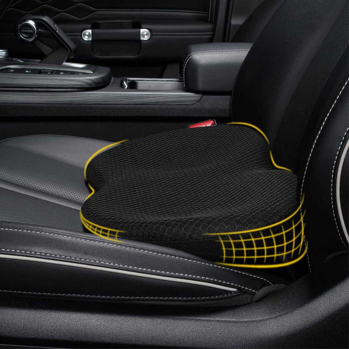 Memory Foam Car Seat Cushion & Lumbar Support Pillow – Ergonomic Driver Seat Pad for Comfort & Back Support