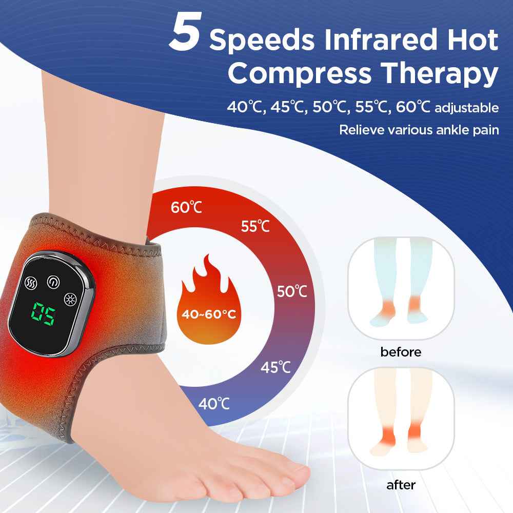 Rechargeable Heated Ankle Support with Vibration Massage – 5 Heat Levels