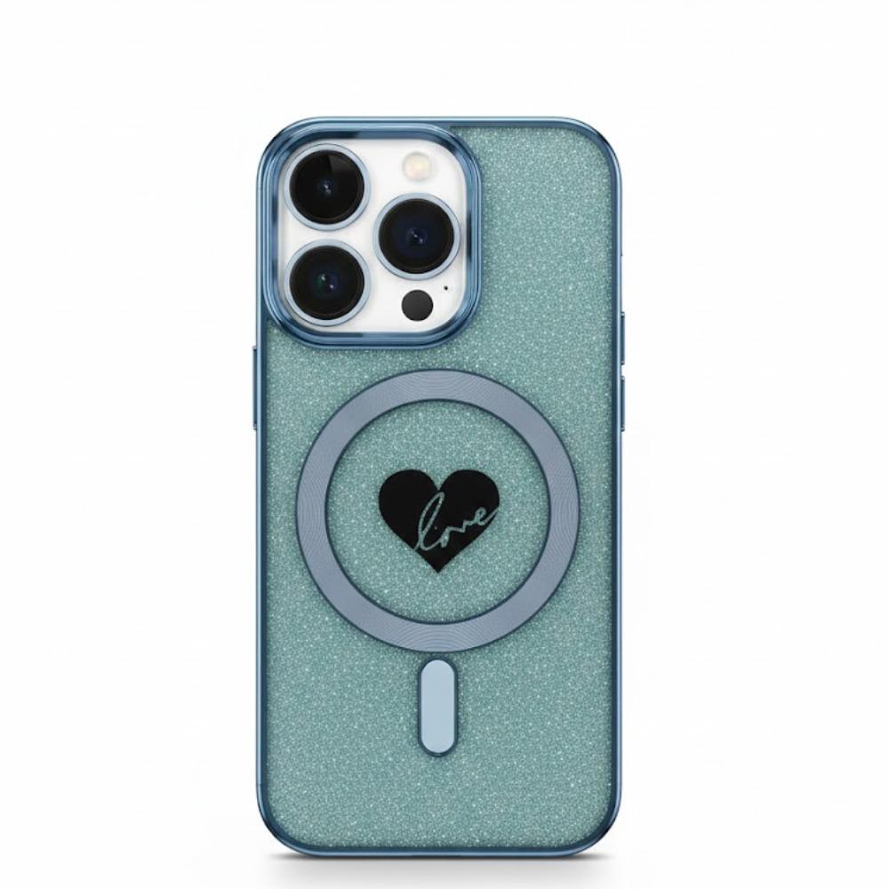 iPhone 15 Case with MagSafe, Glitter Shockproof Slim Protective Phone Case for iPhone 15, Clear Dark Blue Sparkle Cover with Camera Protection