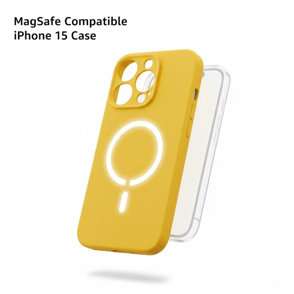 MagSafe iPhone 15 Yellow Case | Shockproof Slim Phone Cover